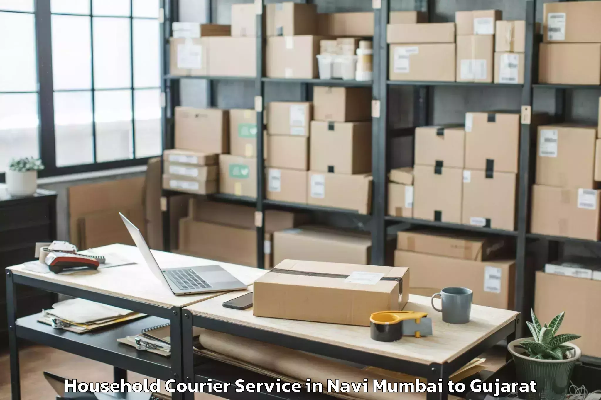 Efficient Navi Mumbai to Ahmedabad Airport Amd Household Courier